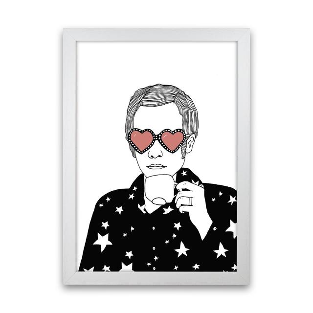 Elton John by Carissa Tanton - Graphic Art Print on Paper Mercer41 Frame Option: White Framed, Size: 46cm H x 34cm W x 3cm D on Productcaster.