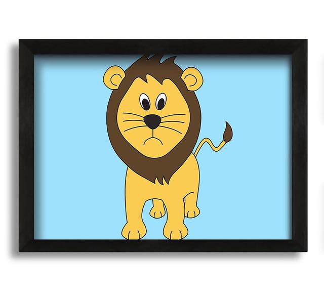 Sad Lion Baby Blue - Picture Frame Graphic Art on Canvas Isabelle & Max Colour: Baby Blue, Size: 42cm H x 60cm W x 10cm D on Productcaster.