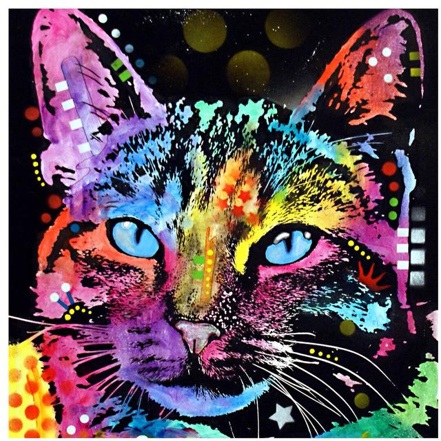 Thoughtful Cat by Dean Russo - Graphic Art Print on Canvas East Urban Home Frame Option: No Frame, Size: 66.04cm H x 66.04cm W x 3.81cm D on Productcaster.