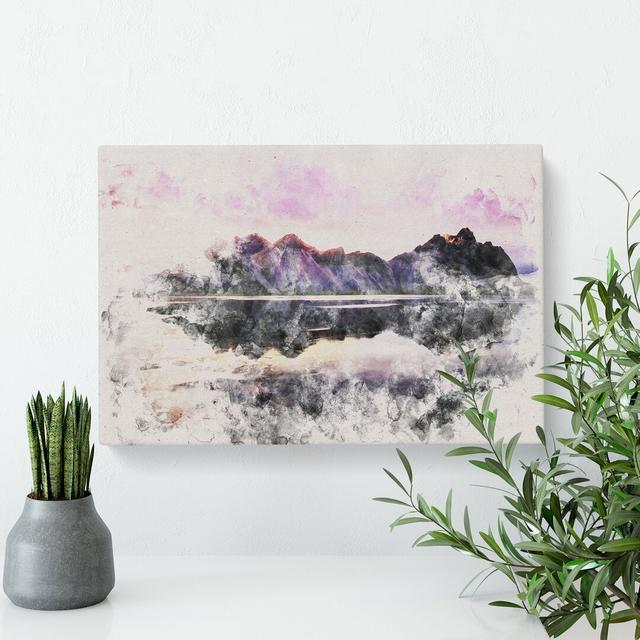 View of the Black Sand Beach Iceland Watercolour - Wrapped Canvas Graphic Art East Urban Home Size: 40cm H x 60cm W x 3cm D on Productcaster.