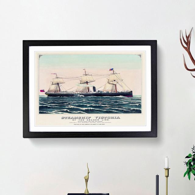 Steamship Victoria of the Anchor Line - Picture Frame Art Print East Urban Home Frame Option: Black Framed, Size: 48cm H x 65cm W x 2cm D on Productcaster.