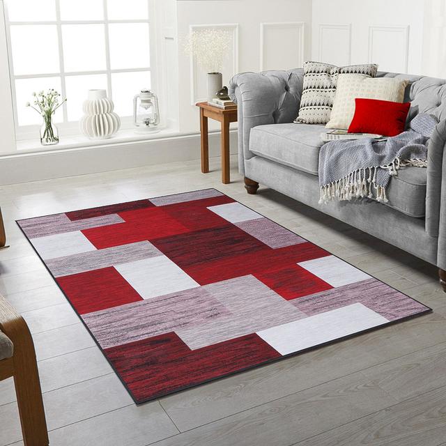 Asfa Geometric Machine Woven Red Area Rug Metro Lane Rug Size: Rectangle 160 x 230cm on Productcaster.