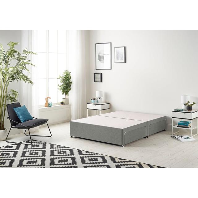 Dennishia Linen Divan Base Ebern Designs Colour: Grey, Size: Double (4'6), Storage Type: 4 Drawers on Productcaster.