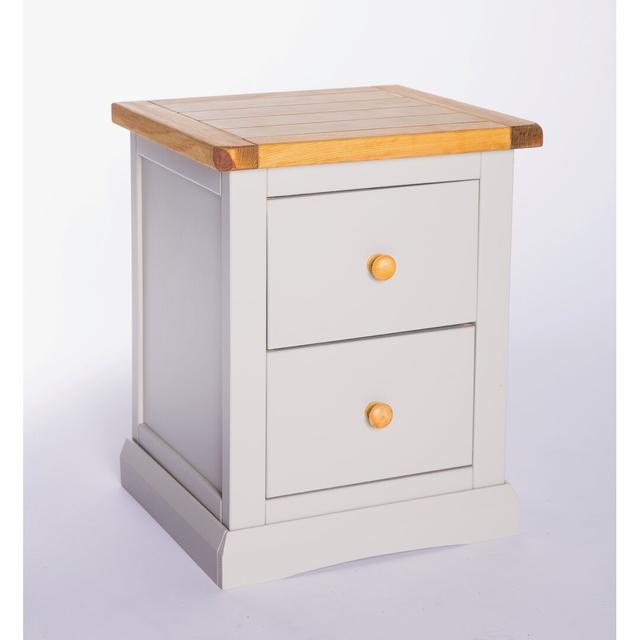 Emmert 2 Drawer Bedside Table Brambly Cottage Knob Colour: Wood, Base Colour: Grey/White on Productcaster.