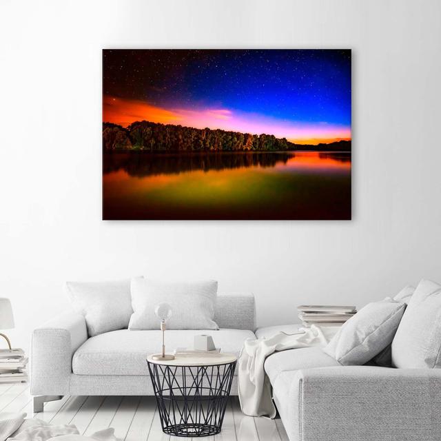 Leinwandbild Sunset Over Lake Ebern Designs Größe: 80 cm H x 120 cm B x 2 cm T on Productcaster.