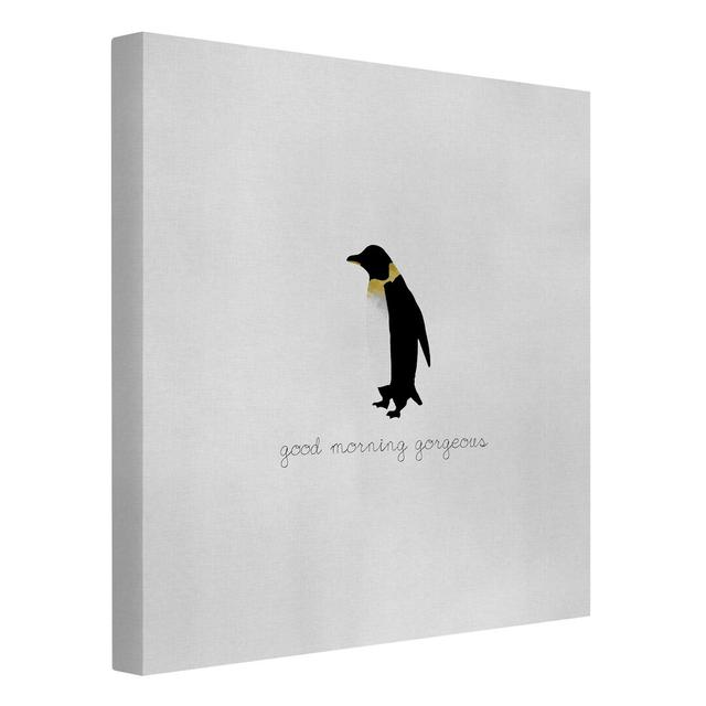 Penguin Guote Good Morning Gorgeous - Wrapped Canvas Art Prints Maturi Size: 80cm H x 80cm W on Productcaster.