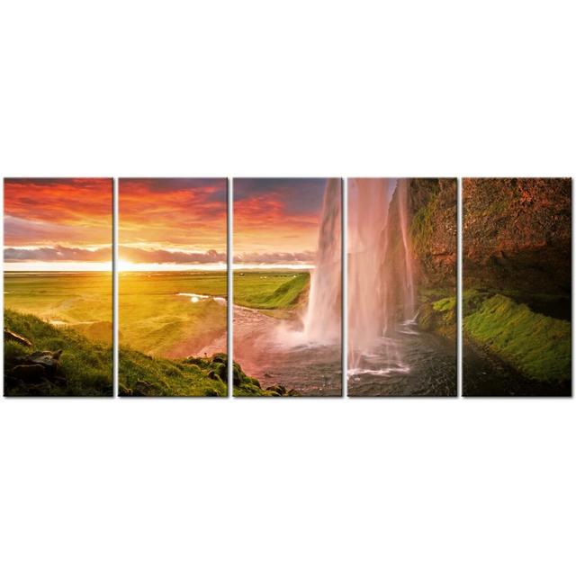 'Seljalandsfoss Waterfall I' Photograph Multi-Piece Image on Wrapped Canvas East Urban Home Size: 80 cm H x 200 cm W on Productcaster.