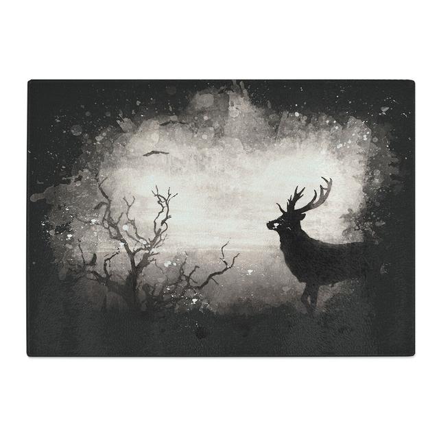 Tempered Glass Stag Deer with Birds Chopping Board East Urban Home Size: 28.5 cm x 39 cm on Productcaster.