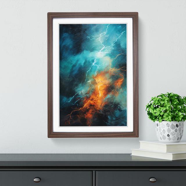 XYZ-FRM-V1223-6156 Thunderstorm Abstract No.3 - Single Picture Frame Print on Wood Big Box Art Size: 46cm H x 34cm W x 2cm D, Frame Colour: Walnut on Productcaster.