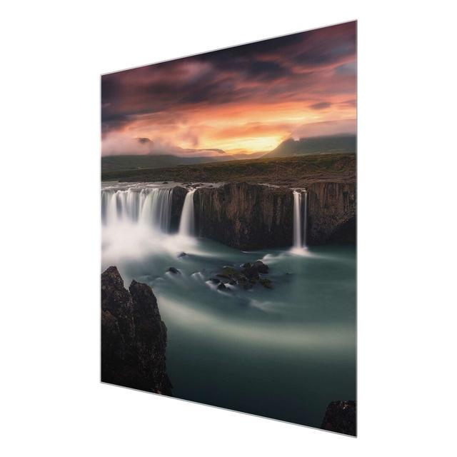 Godafoss Wasserfall in Iceland - Graphic Art Print on Glass East Urban Home Size: 50cm H x 50cm W x 0.4cm D on Productcaster.