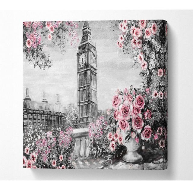 Vancel Big Ben Pink Roses - Wrapped Canvas Art Prints Fairmont Park Size: 81.3cm H x 81.3cm W x 10cm D on Productcaster.