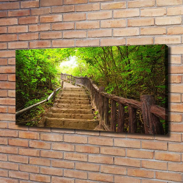 Stairs in the Forest - Wrapped Canvas Art Prints Union Rustic on Productcaster.