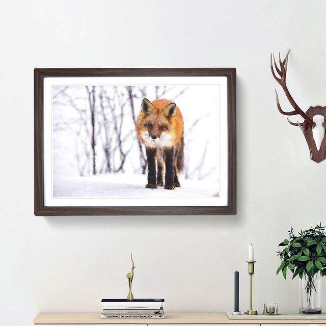 Red Fox in a Winter Forest - Picture Frame Painting Print East Urban Home Size: 45cm H x 63cm W x 2cm D, Frame Option: Walnut Framed on Productcaster.