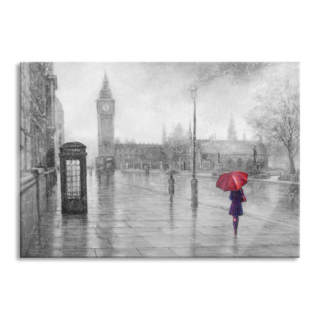 Rainy Day In London With Big Ben - No Frame Print on Glass Ophelia & Co. Size: 60cm H x 80cm W x 0.4cm D on Productcaster.