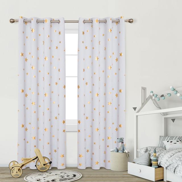 Marcela Eyelet Room Darkening Thermal Curtain (Set of 2) Isabelle & Max Colour: Greyish White, Panel Size: Width 132 x Drop 160 cm on Productcaster.