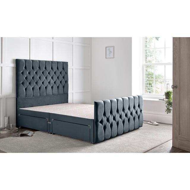 Fleisher Divan Bed with 54" Floorstanding Headboard Rosdorf Park Storage Type: 2 Left Drawers, Size: Single (3'), Colour: Steel on Productcaster.