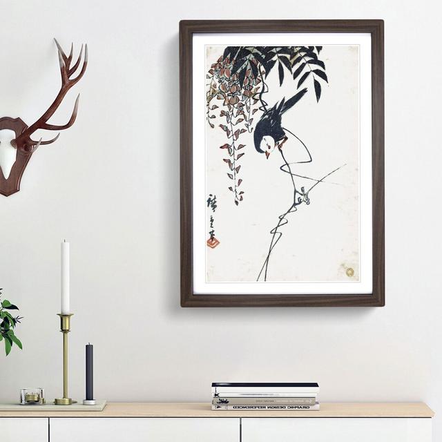 Bird and Wisteria Tree by Utagawa Hiroshige - Picture Frame Painting Print on Paper East Urban Home Frame Option: Walnut Framed, Size: 45cm H x 33cm W on Productcaster.