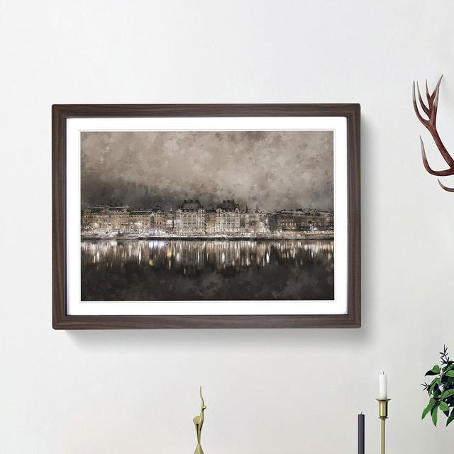 Reflection of Stockholm in Sweden - Picture Frame Painting Print East Urban Home Size: 45cm H x 63cm W x 2cm D, Frame Option: Walnut Framed on Productcaster.