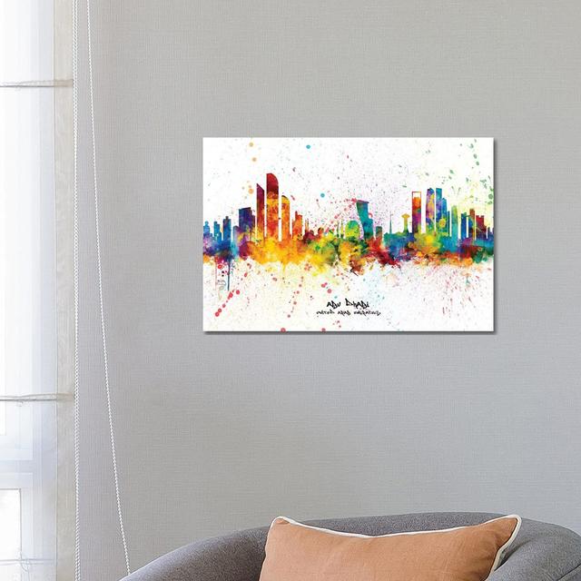 Abu Dhabi Skyline Splash by Michael Tompsett - Wrapped Canvas Print Latitude Run Size: 45.72cm H x 66.04cm W x 3.81cm D on Productcaster.