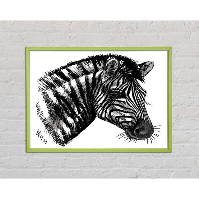 Zebra Head Gracie Oaks Format: Green Framed Paper, Size: 59.7cm H x 84.1cm W x 2cm D on Productcaster.