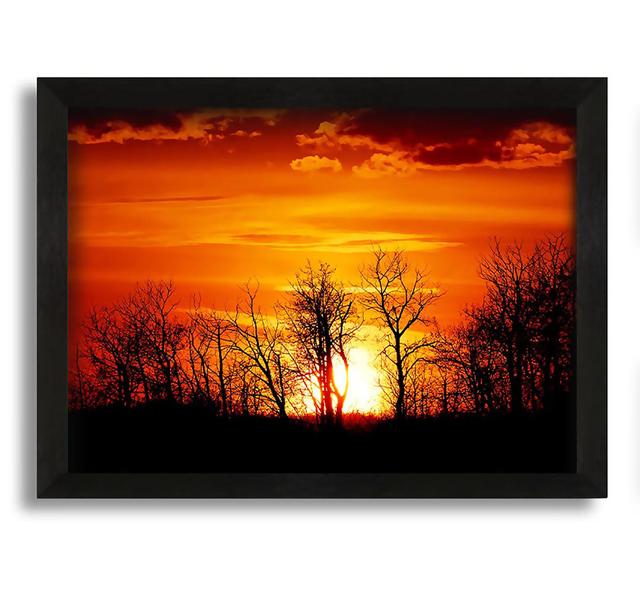 Orange Sunset Treeline - Picture Frame Photograph on Canvas Union Rustic Size: 42cm H x 60cm W x 10cm D on Productcaster.