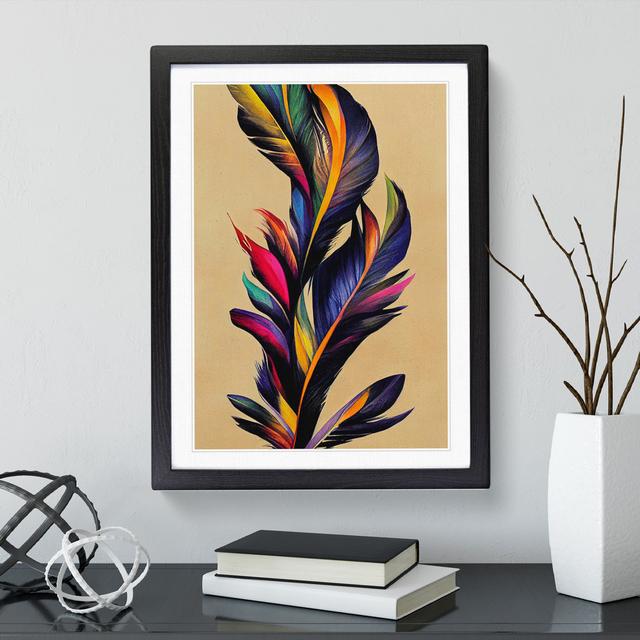 Mystical Feathers - Picture Frame Graphic Art Latitude Vive Frame Colour: Black, Size: 64cm H x 46cm W x 2cm D on Productcaster.