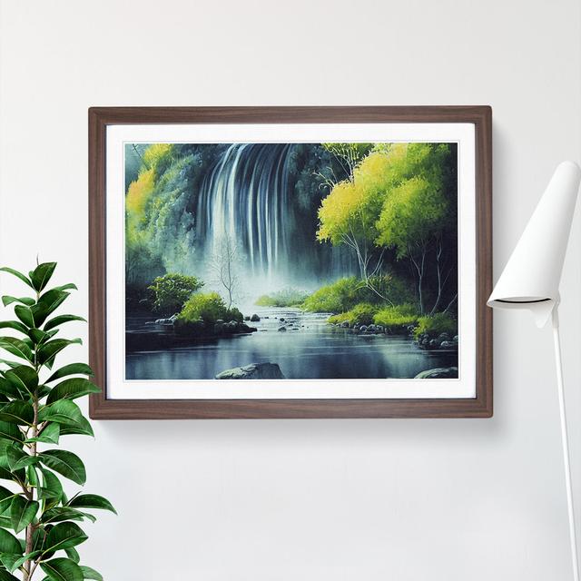 Lush Waterfall Vol.5 - Single Picture Frame Painting 17 Stories Size: 25cm H x 34cm W x 2cm D, Frame Colour: Walnut on Productcaster.