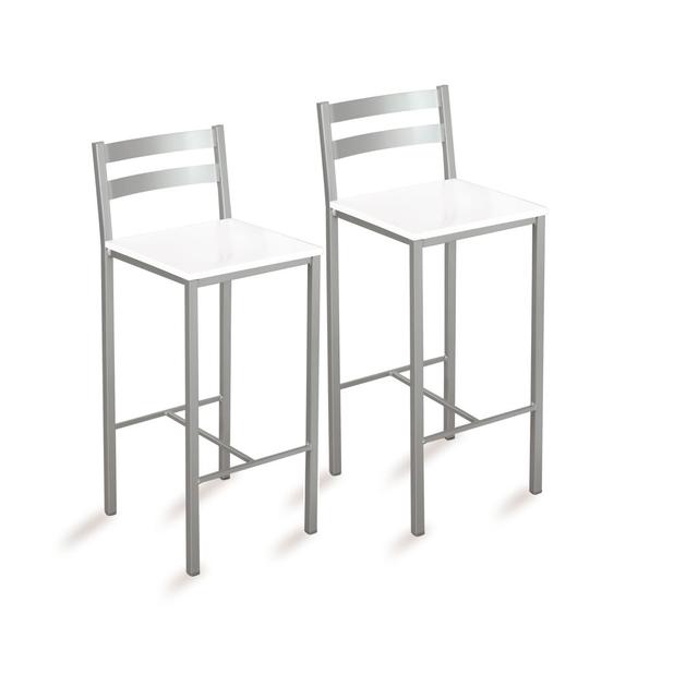 Frediana 60Cm Bar Stool (Set of 2) Ebern Designs Upholstery Colour: White, Seat Height: 60cm on Productcaster.