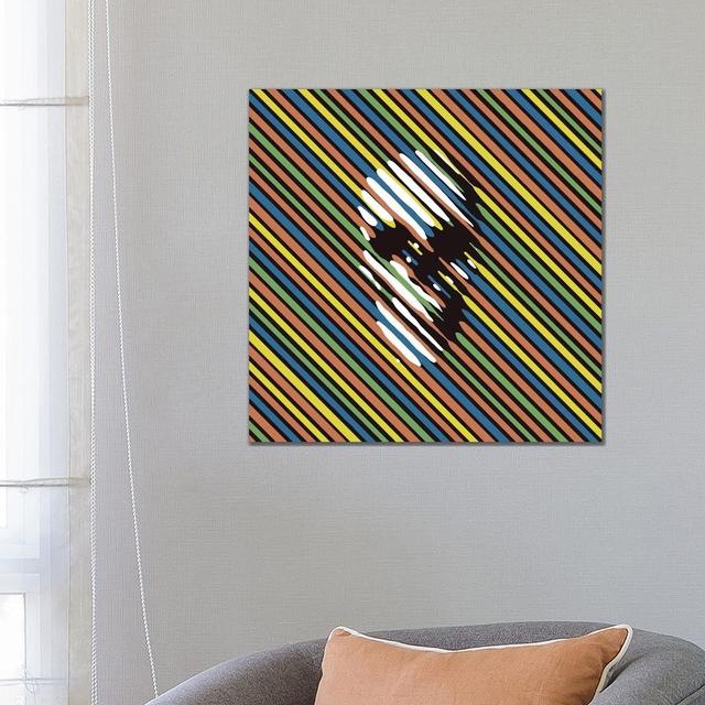 Stripe Skull - Wrapped Canvas Graphic Art Happy Larry Size: 66.04cm H x 66.04cm W x 3.81cm D on Productcaster.