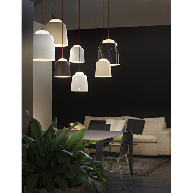 Teodora 1 - Light Dome Pendant Prandina srl Size: 300cm H x 30cm W x 30cm D, Shade Colour: Glossy White, Base Finish: Red on Productcaster.