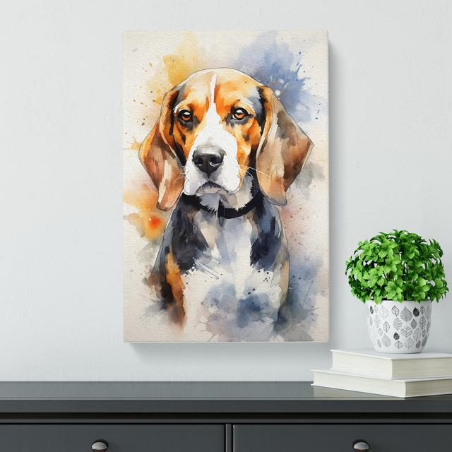 Beagle Gestural - Wrapped Canvas Art Prints Marlow Home Co. Size: 76cm H x 50cm W x 3cm D on Productcaster.