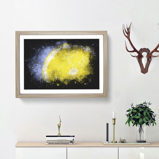 Lemon Slice Paint Splash - Picture Frame Graphic Art East Urban Home Frame Option: Oak Framed, Size: 45cm H x 63cm W x 2cm D on Productcaster.