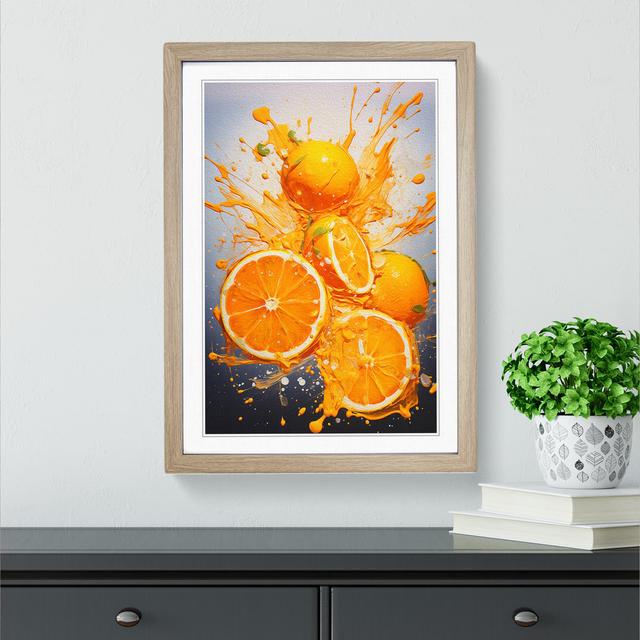 Orange Fruit Action - Single Picture Frame Print on Wood Brambly Cottage Format: Oak Framed, Size: 64cm H x 46cm W x 2cm D on Productcaster.