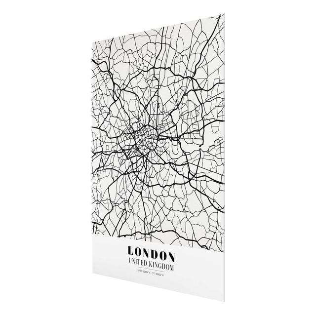 'London Map' - Graphic Art on Glass East Urban Home Size: 80 cm H x 60 cm W on Productcaster.