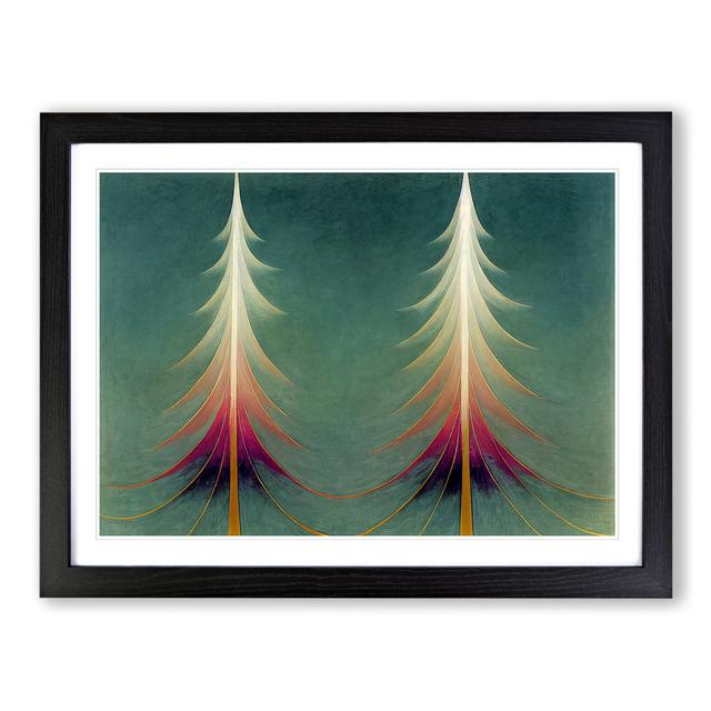 Magnificent Abstract Pine Trees - Picture Frame Painting ClassicLiving Frame Colour: Black, Size: 46cm H x 64cm W x 2cm D on Productcaster.