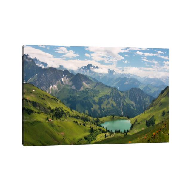 Swiss Alps Spring Mountain Landscape - Wrapped Canvas Painting Alpen Home Size: 66.04cm H x 101.6cm W x 1.91cm D on Productcaster.