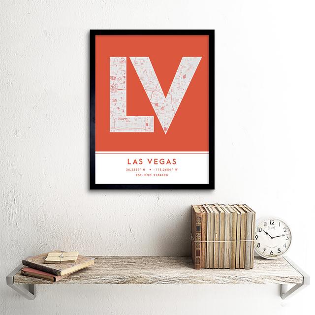 Las Vegas Nevada United States City Map - Single Picture Frame Typography Wee Blue Coo on Productcaster.