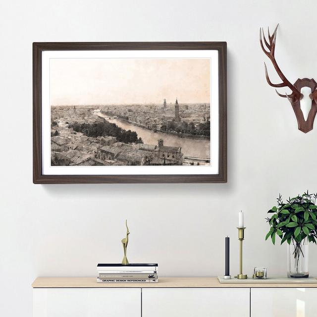 Skyline of Verona Italy - Picture Frame Painting Print East Urban Home Frame Option: Walnut Framed, Size: 24cm H x 33cm W x 2cm D on Productcaster.