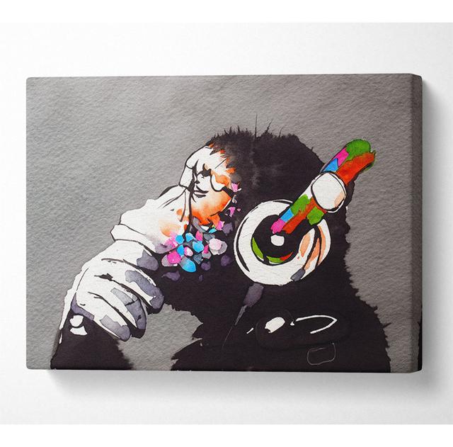 Chimp Headphones Thinking Canvas Watercolour ClassicLiving Size: 81cm H x 121.9cm W x 10cm D on Productcaster.