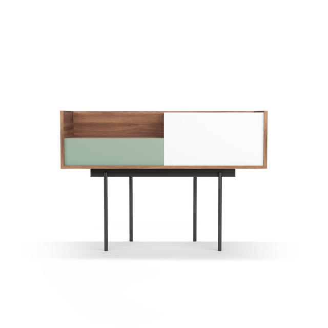 Amesfield 98Cm Console Table Latitude Run Table Base Colour: Graphite, Table Top Colour: Walnut/Green/White, Size: 84cm x 98cm x 42cm on Productcaster.