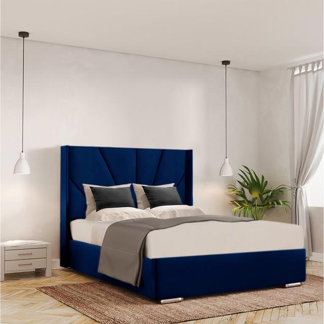 Chriss Upholstered Standard Bed Ivy Bronx Size: Super King (180 x 200 cm), Colour: Parliament on Productcaster.