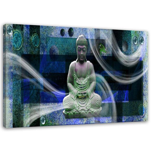 Leinwandbild Buddha Feng Shui Blue BohoLiving Größe: 70 cm H x 100 cm B on Productcaster.