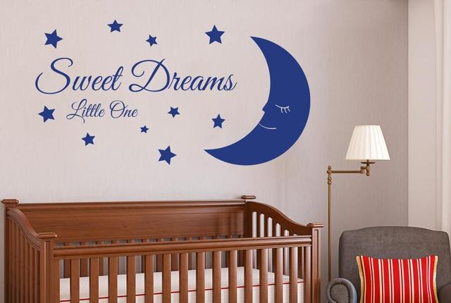 Sweet Dreams Little One Wall Sticker East Urban Home Colour: Dark Blue on Productcaster.