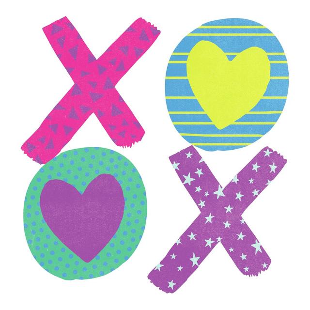 XOXO with Hearts - Wrapped Canvas Graphic Art Happy Larry Size: 30cm H x 30cm W on Productcaster.