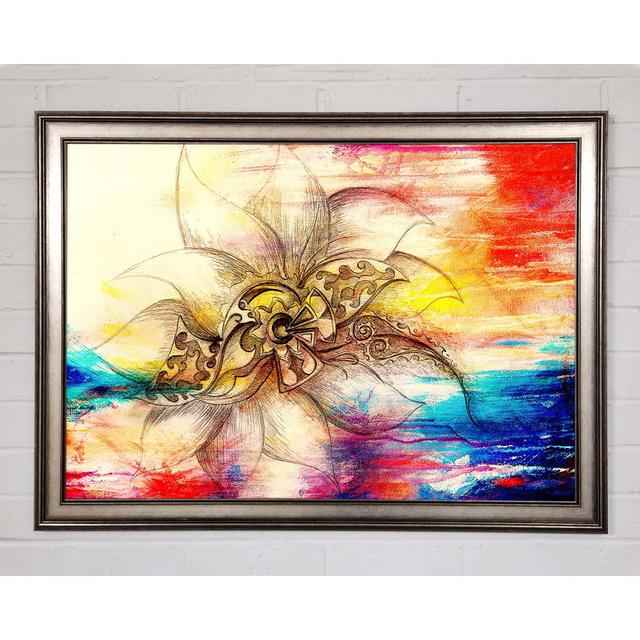 Colourful Lotus Flower Framed Print Ophelia & Co. Size: 29.7cm H x 42cm W x 1.5cm D, Format: Gunmetal Framed Paper on Productcaster.