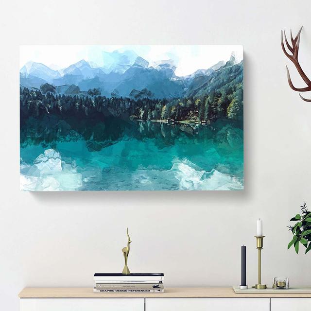 Lacs De Fusine Lake In Italy In Abstract - Wrapped Canvas Painting East Urban Home Size: 40cm H x 60cm W x 3cm D on Productcaster.