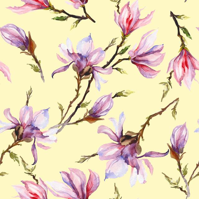 Wauneta Pink Magnolia Flowers by Katiko-dp - Wrapped Canvas Painting ClassicLiving Size: 30cm H x 30cm W x 3.8cm D on Productcaster.