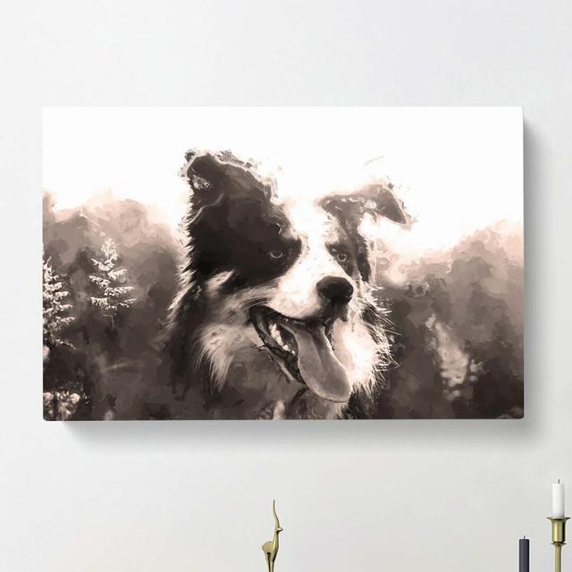 Border Collie Dog in a Meadow in Abstract - Wrapped Canvas Painting Print East Urban Home Size: 35cm H x 50cm W x 3cm D on Productcaster.