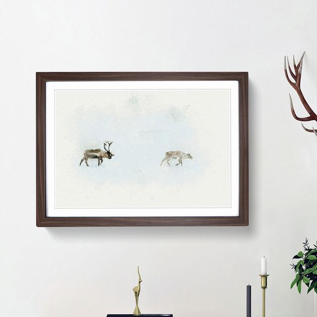 Reindeer in Abstract - Picture Frame Graphic Art Print East Urban Home Frame Option: Walnut Framed, Size: 48cm H x 65cm W x 2cm D on Productcaster.