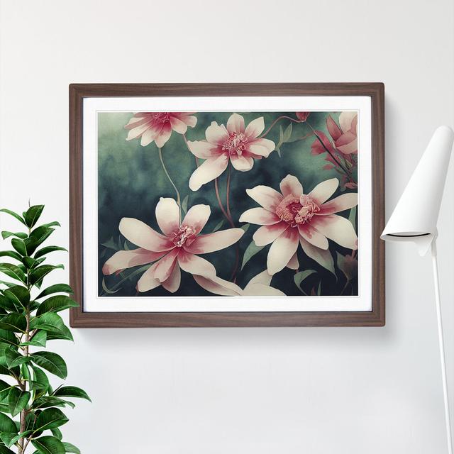 Artsy Watercolour Flowers - Picture Frame Graphic Art Marlow Home Co. Size: 46cm H x 64cm W, Frame Colour: Brown on Productcaster.